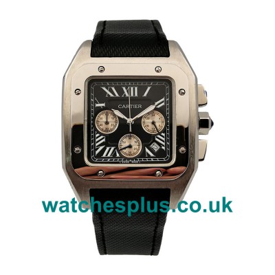 UK Perfect 1:1 Fake Cartier Santos 100 W20090X8 With Black Dials Steel Cases For Sale