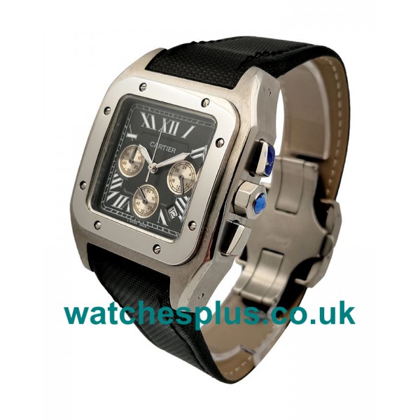 UK Perfect 1:1 Fake Cartier Santos 100 W20090X8 With Black Dials Steel Cases For Sale