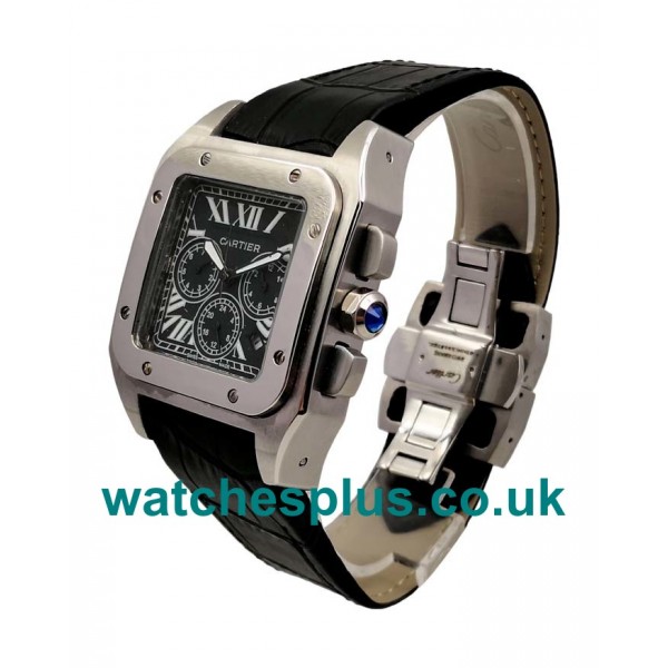 UK Perfect 1:1 Replica Cartier Santos 100 W20090X8 With Black Dials And Steel Cases For Sale