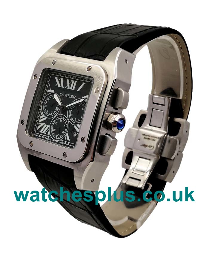 UK Perfect 1:1 Replica Cartier Santos 100 W20090X8 With Black Dials And Steel Cases For Sale