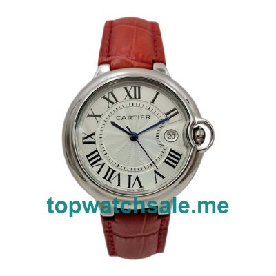 Best 1:1 Cartier Ballon Bleu W69016Z4 Replica Watches With Silver Dials For Men