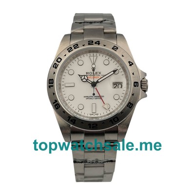 UK Best Luxury White Dials Fake Rolex Explorer II 216570 With Steel Cases For Sale Online