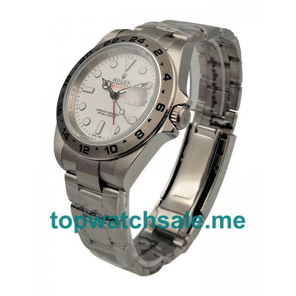 UK Best Luxury White Dials Fake Rolex Explorer II 216570 With Steel Cases For Sale Online