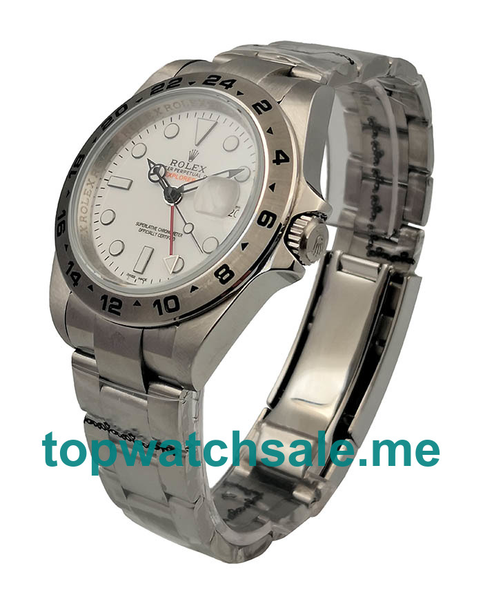 UK Best Luxury White Dials Fake Rolex Explorer II 216570 With Steel Cases For Sale Online