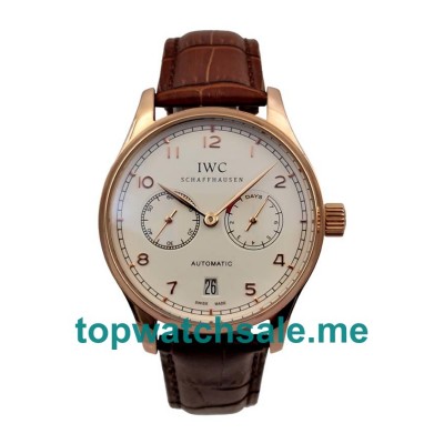 UK Perfect 1:1 Replica IWC Portugieser IW500113 With White Dials And Rose Gold Cases For Men