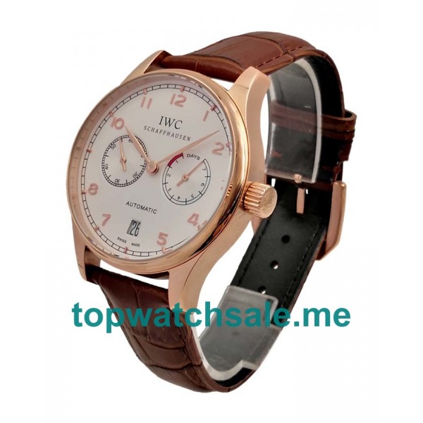 UK Perfect 1:1 Replica IWC Portugieser IW500113 With White Dials And Rose Gold Cases For Men