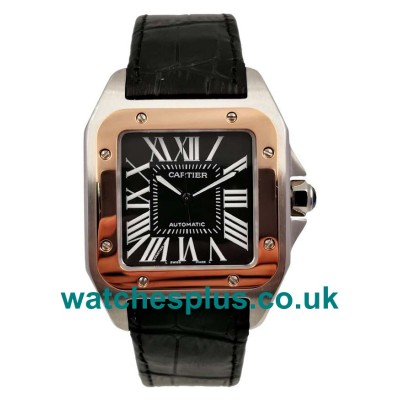 UK Best 1:1 Cartier Santos 100 W2020009 Replica Watches With Black Dials For Men