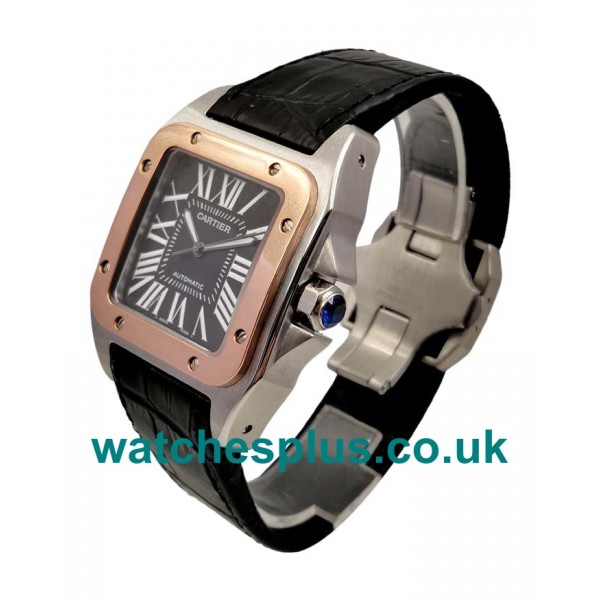 UK Best 1:1 Cartier Santos 100 W2020009 Replica Watches With Black Dials For Men