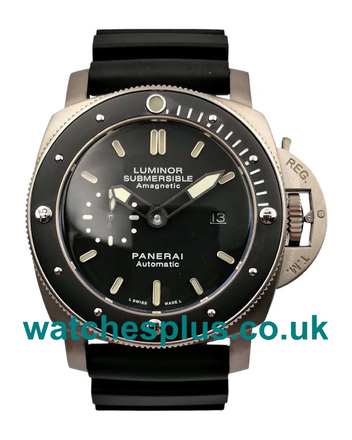 UK Best Quality Panerai Submersible PAM00389 Replica Watches With Black Dials Titanium Cases For Men