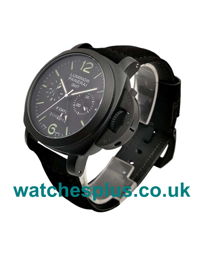 UK Swiss Online Replica Panerai Luminor GMT PAM00317 With Black Dials Black Ceramic Cases