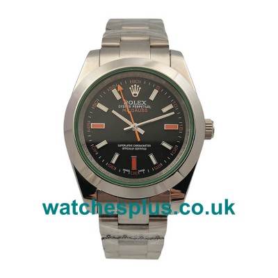 UK Best Quality Rolex Milgauss 116400GV Replica Watches With Black Dials For Sale