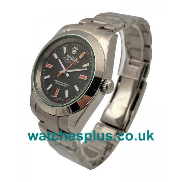 UK Best Quality Rolex Milgauss 116400GV Replica Watches With Black Dials For Sale