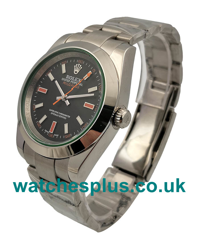 UK Best Quality Rolex Milgauss 116400GV Replica Watches With Black Dials For Sale