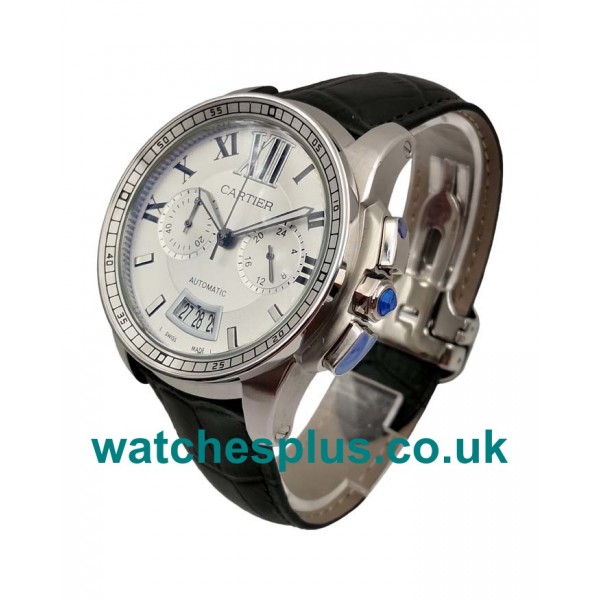 UK Cheap Cartier Calibre De Cartier W7100046 Replica Watches With Silver Dials For Sale