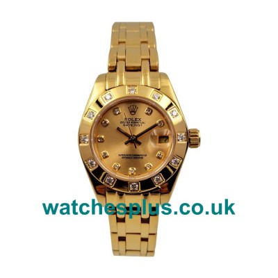 UK 1:1 Perfect Rolex Pearlmaster 81318 Replica Watches With Champagne Dials For Women