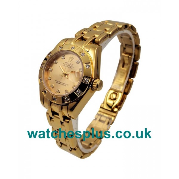 UK 1:1 Perfect Rolex Pearlmaster 81318 Replica Watches With Champagne Dials For Women