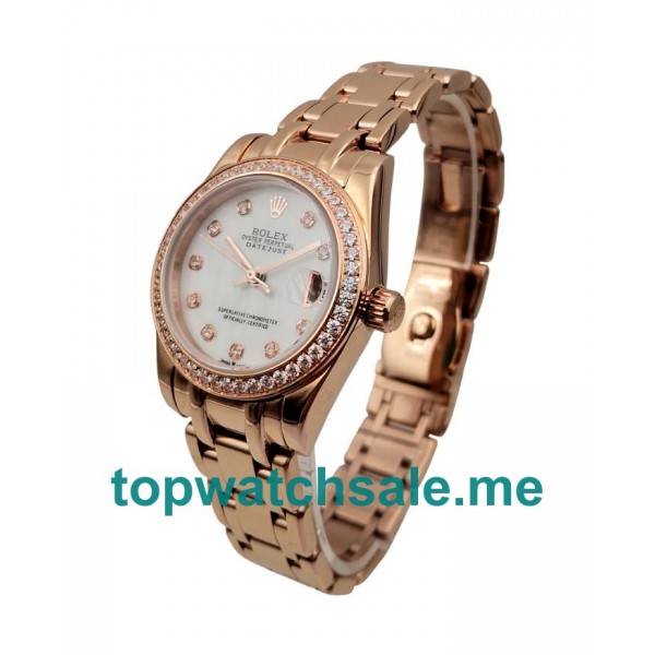 UK Perfect Rolex Pearlmaster 81285 Replica Watches With White Mother-Of-Pearl Dials Online