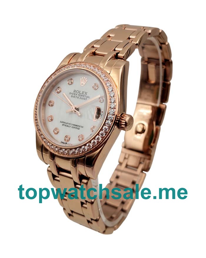 UK Perfect Rolex Pearlmaster 81285 Replica Watches With White Mother-Of-Pearl Dials Online