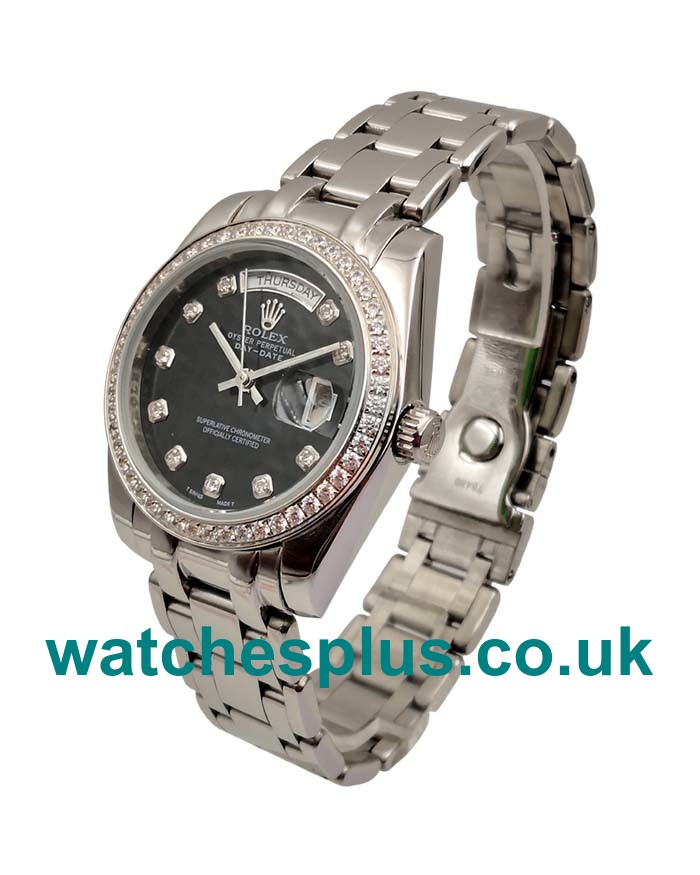 UK Top Quality Rolex Day-Date 118346 Replica Watches With Black Dials For Sale