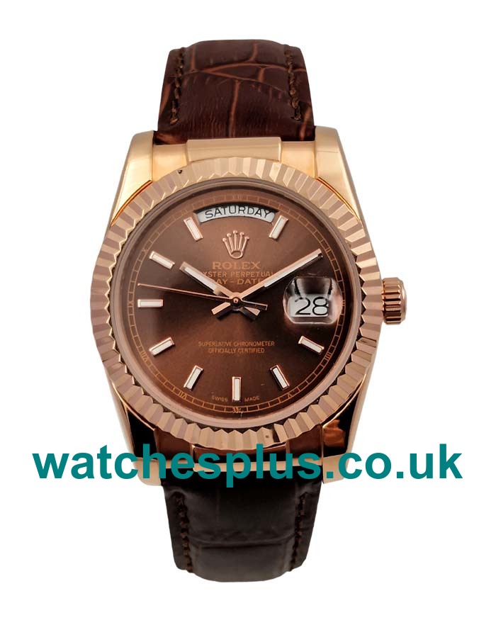 36 MM Best Quality Rolex Day-Date 118135 Replica Watches With Chocolate Dials For Sale