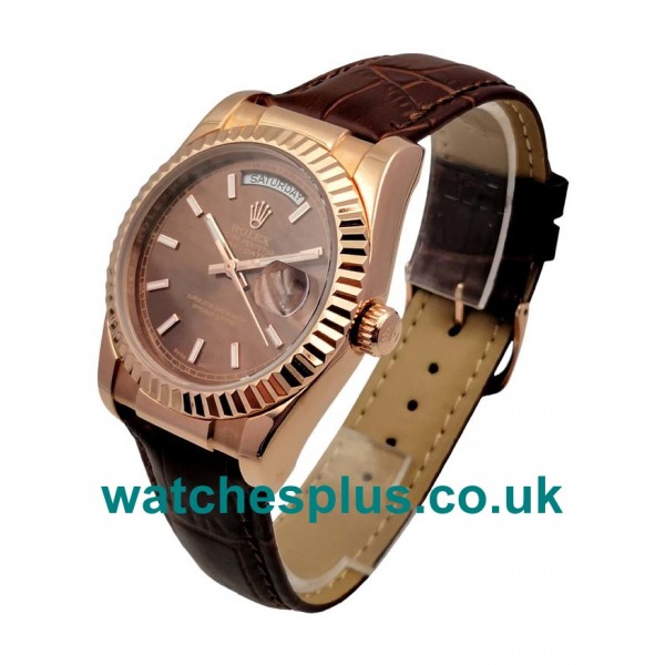 36 MM Best Quality Rolex Day-Date 118135 Replica Watches With Chocolate Dials For Sale