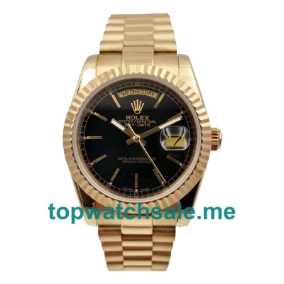 Best Quality Rolex Day-Date 118238 Replica Watches With Black Dials For Men