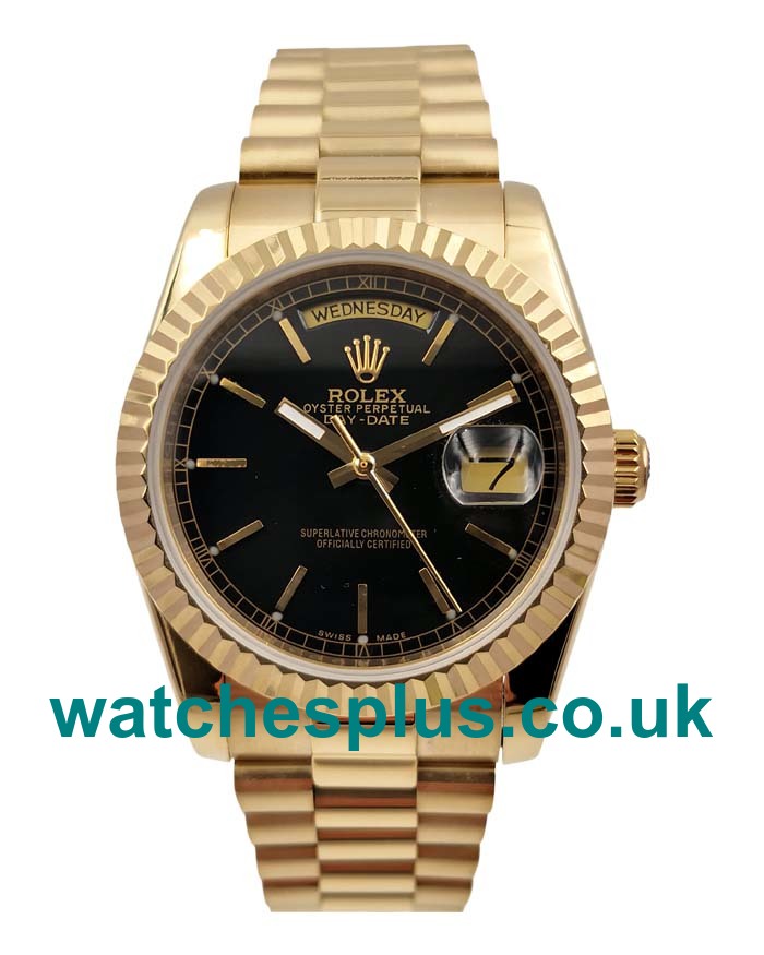 Best Quality Rolex Day-Date 118238 Replica Watches With Black Dials For Men