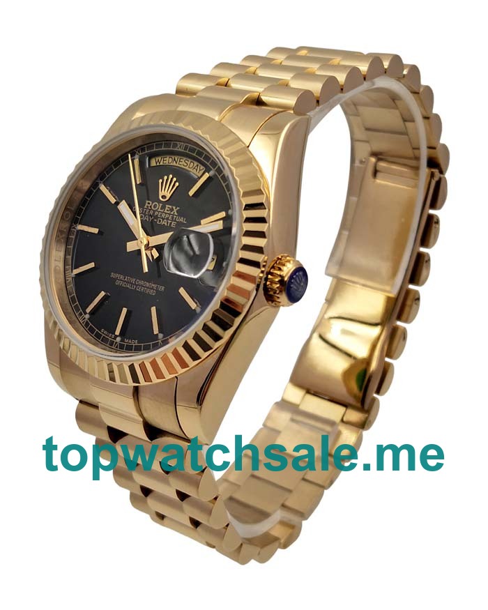 Best Quality Rolex Day-Date 118238 Replica Watches With Black Dials For Men