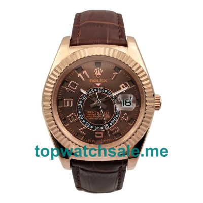 UK Top Quality Rolex Sky-Dweller 326135 Replica Watches With Brown Dials For Sale