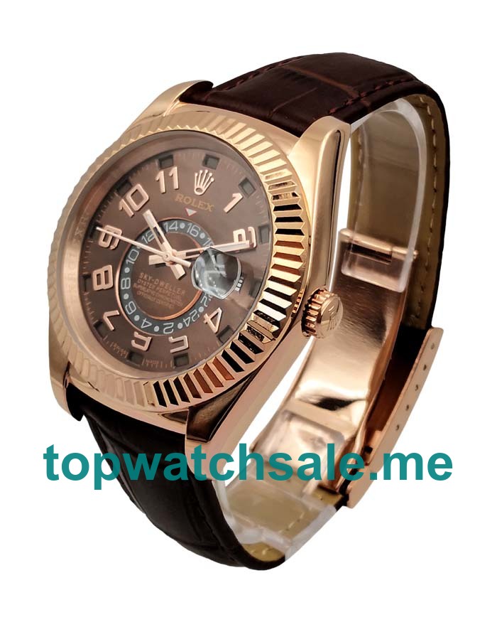 UK Top Quality Rolex Sky-Dweller 326135 Replica Watches With Brown Dials For Sale