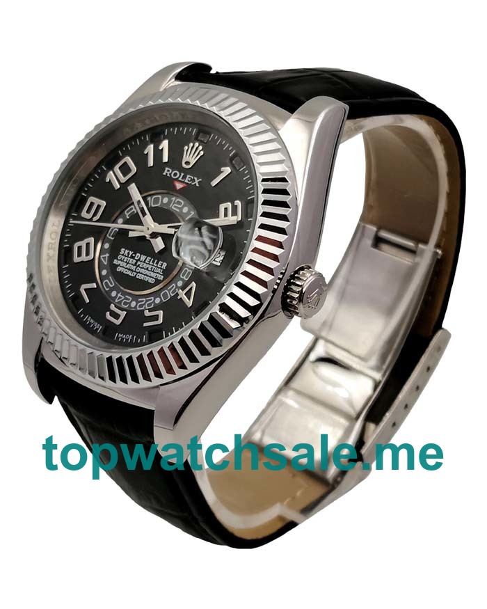 UK Top Quality Rolex Sky-Dweller 326139 Replica Watches With Black Dials For Men