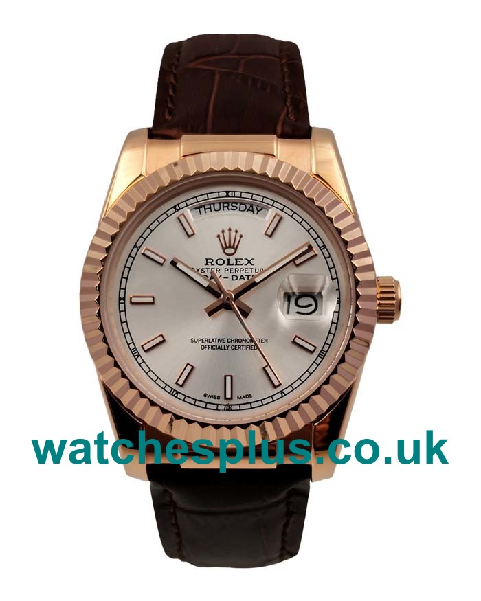 UK Best Quality Rolex Day-Date 118135 Replica Watches With Silver Dials For Sale