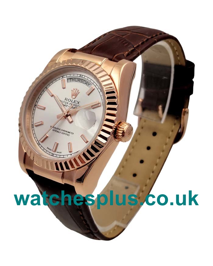 UK Best Quality Rolex Day-Date 118135 Replica Watches With Silver Dials For Sale