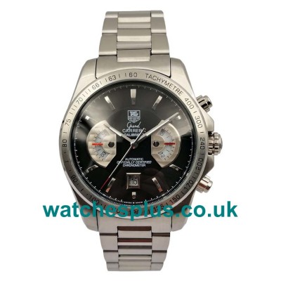 UK 44 MM Swiss TAG Heuer Grand Carrera CAV511A.BA0902 Replica With Black Dials Steel Bracelets