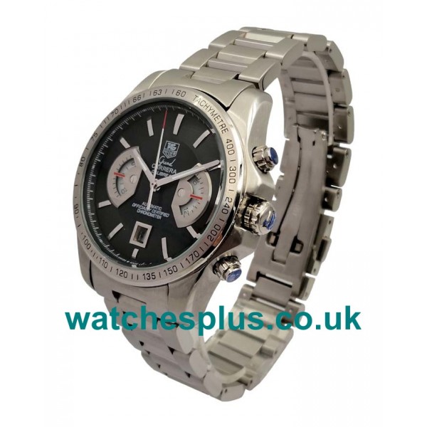 UK 44 MM Swiss TAG Heuer Grand Carrera CAV511A.BA0902 Replica With Black Dials Steel Bracelets