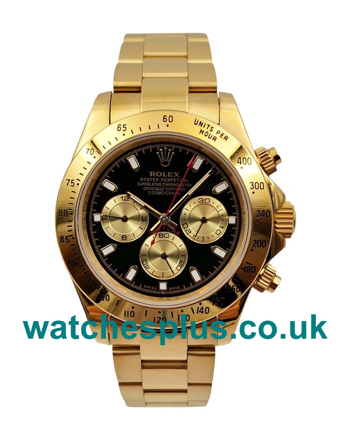 UK High End Rolex Daytona 116528 Fake Watches With Black Dials For Men