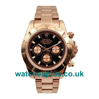 UK Swiss Black Dial Rolex Daytona 116505 Replica Watches With Rose Gold Cases