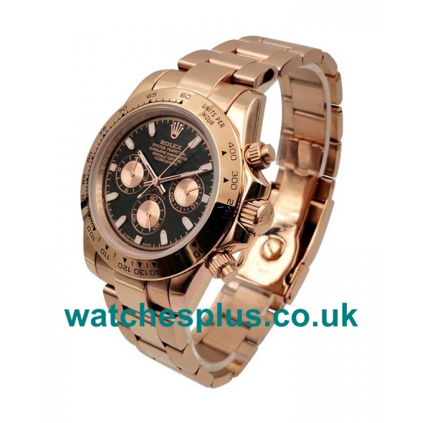 UK Swiss Black Dial Rolex Daytona 116505 Replica Watches With Rose Gold Cases