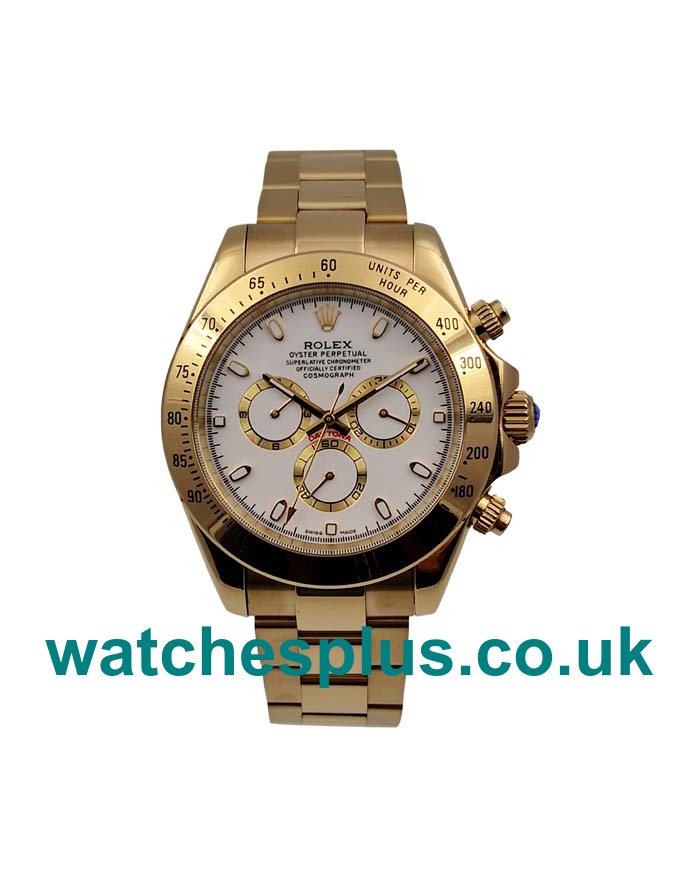 Best Quality 40 MM Rolex Daytona 116528 Replica Watches With White Dials For Sale