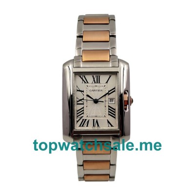 UK Cheap Cartier Tank Anglaise W5310019 Replica Watches With Silver Dials For Sale