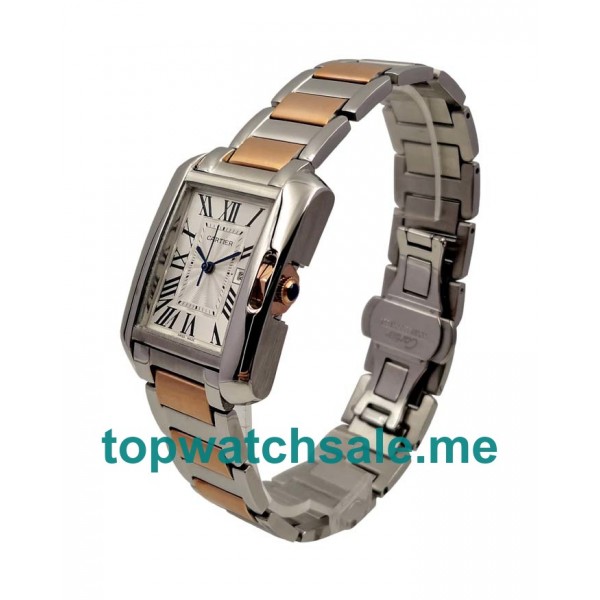 UK Cheap Cartier Tank Anglaise W5310019 Replica Watches With Silver Dials For Sale