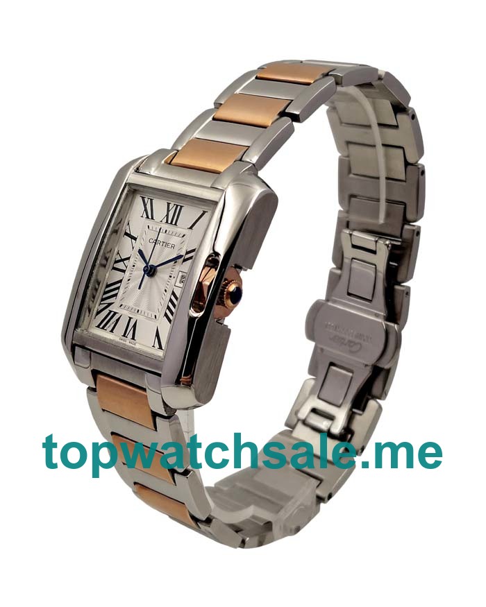 UK Cheap Cartier Tank Anglaise W5310019 Replica Watches With Silver Dials For Sale