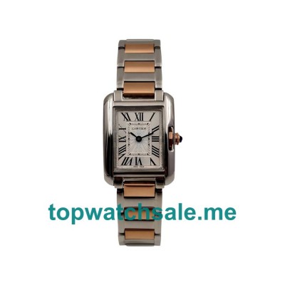 UK Cheap 23 MM Cartier Tank Anglaise W5310036 Replica Watches With Silver Dials For Women