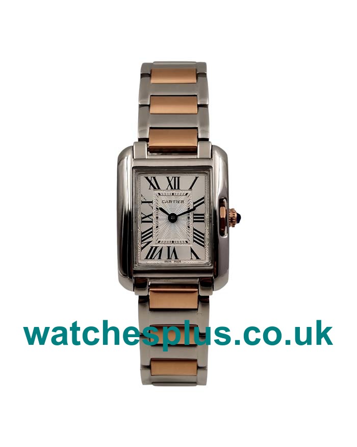 UK Cheap 23 MM Cartier Tank Anglaise W5310036 Replica Watches With Silver Dials For Women