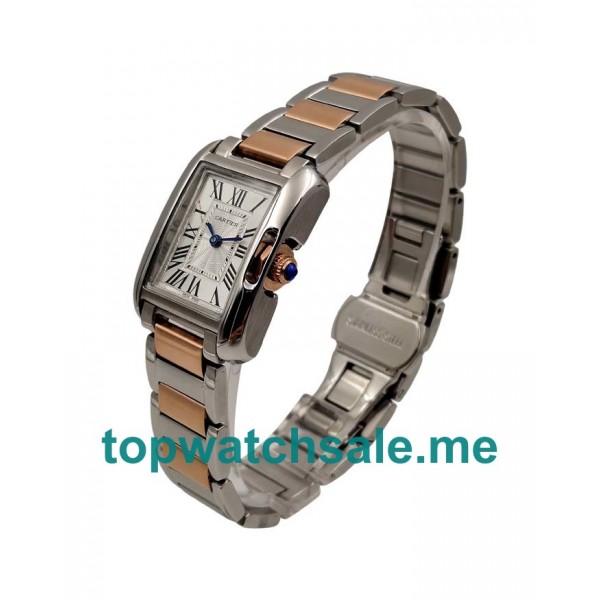 UK Cheap 23 MM Cartier Tank Anglaise W5310036 Replica Watches With Silver Dials For Women