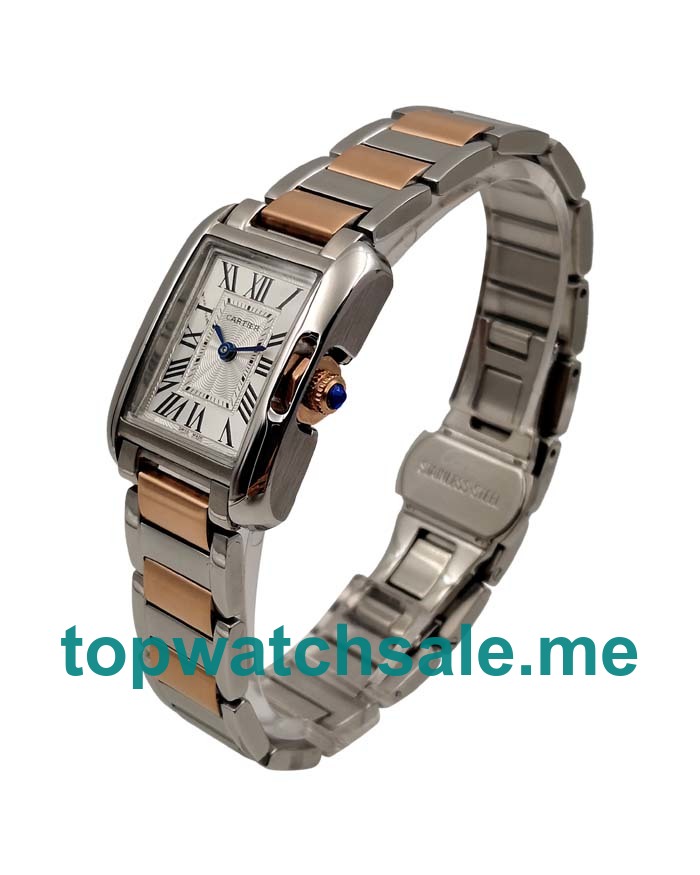 UK Cheap 23 MM Cartier Tank Anglaise W5310036 Replica Watches With Silver Dials For Women