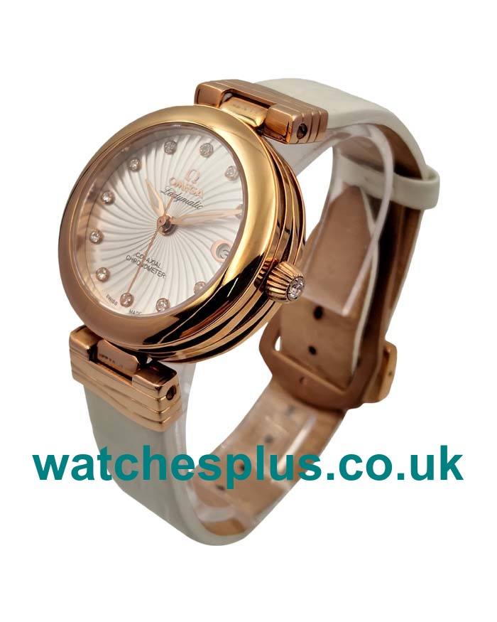 UK Top Quality Omega De Ville Ladymatic 425.63.34.20.55.001 Replica Watches With Mother-Of-Pearl Dials For Women