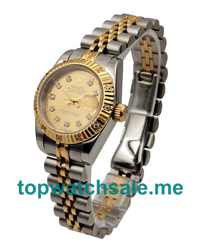 Best 1:1 Rolex Lady-Datejust 179313 Replica Watches With Champagne Dials Online