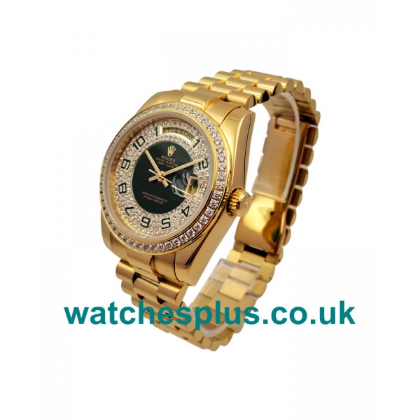 UK AAA Quality Rolex Day-Date 118348 Replica Watches With Green Diamonds Dials For Sale