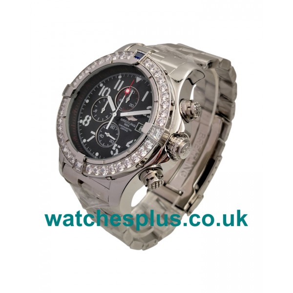 UK Perfect 48.4 MM Replica Breitling Super Avenger A13370 With Black Dials Stainless Steel Cases